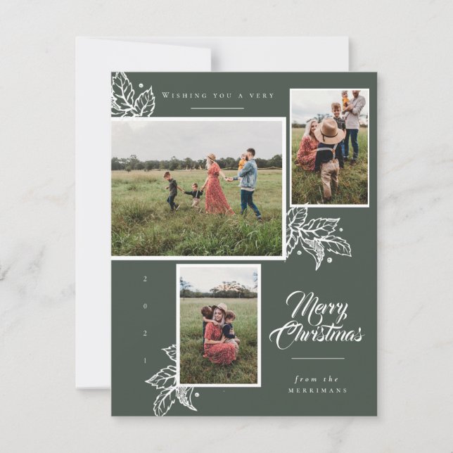 Classic multi photo Christmas card Feiertagskarte (Vorderseite)