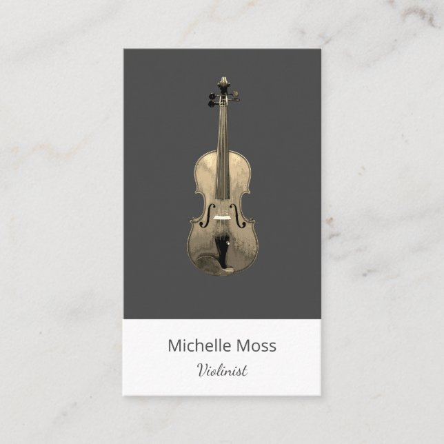 Classic Music Violin Performer Gray Visitenkarte (Vorderseite)