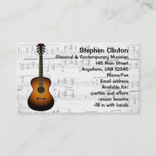 Classic Musician Guitarist Business Card Visitenkarte