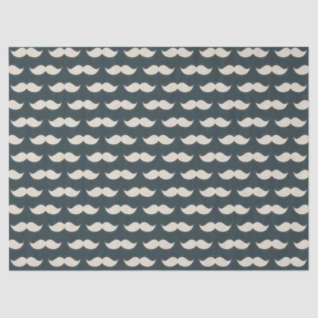Classic Mustache Pattern on Black Seidenpapier (Vorderseite)