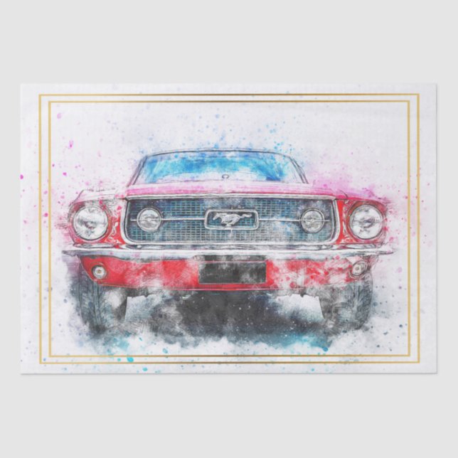 Classic Mustang Car Decoupage Seidenpapier (Vorderseite)