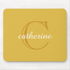 Classic Mustard Yellow Script Monogram Mousepad