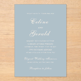 Classic Mute Blue Elegante Wedding Acryleinladungen