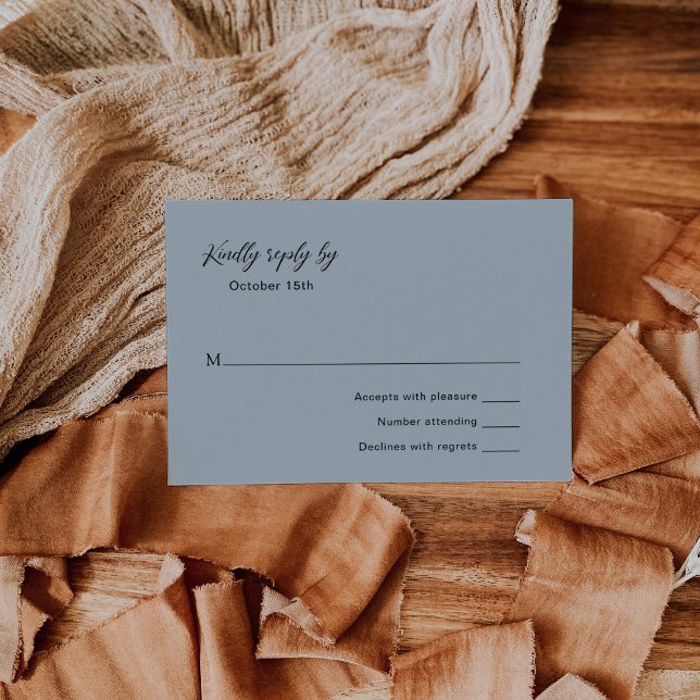 Classic Mute Blue Elegante Wedding RSVP Karte (Von Creator hochgeladen)