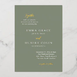 Classic Mute Green Elegant Wedding Folieneinladung