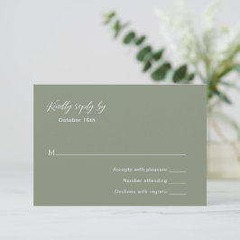 Classic Mute Green Elegant Wedding RSVP Karte
