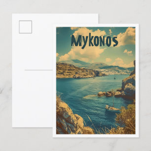 Classic Mykonos Griechenland Retro Vintage Travel Postkarte