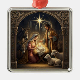 Classic Nativity Scene Christmas Ornament Aus Metall