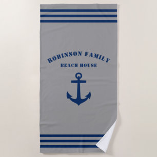 Classic Nautical Anchor Family Beach House Strandtuch