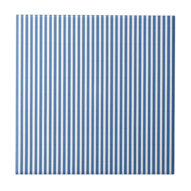 Classic Nautical Blue and White Ticking Stripe Fliese (Vorderseite)