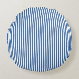 Classic Nautical Blue and White Ticking Stripe Rundes Kissen