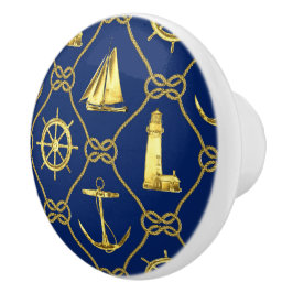 Classic Nautical Gold Blue Keramikknauf