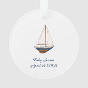Classic Nautical Sailboat Baby's First Christmas Ornament