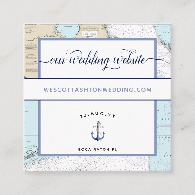 Classic #Nautical #Wedding Website South #Florida Begleitkarte (Vorderseite)