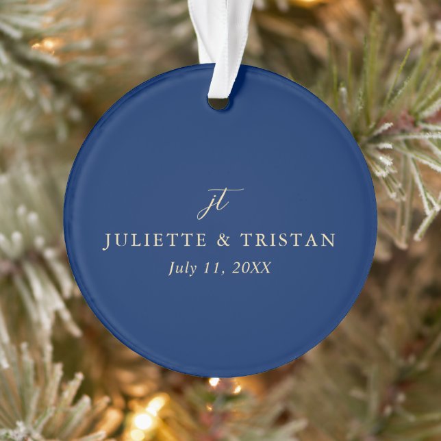 Classic Navy and Cream Elegant Wedding Ornament (Baum)