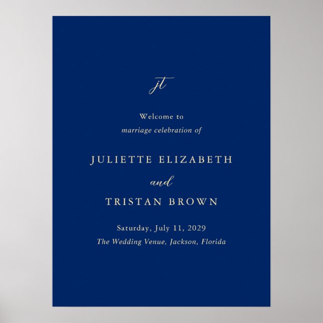 Classic Navy and Cream Wedding Welcome Sign Poster (Vorne)