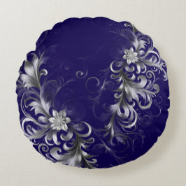 Classic Navy and Silver Luxe Rundes Kissen