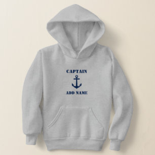 Classic Navy Blue Anchor & Name/Rank Hoodie