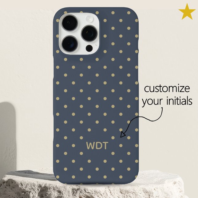 Classic Navy Blue Custom Monogram Polka Dot  Case-Mate iPhone Hülle (Von Creator hochgeladen)