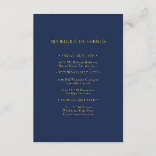Classic Navy Blue Gold Hochzeitskalender Begleitkarte