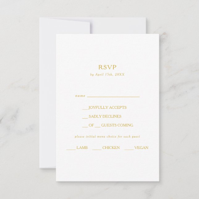 Classic Navy Blue | Gold Menu Choice RSVP Card (Vorderseite)