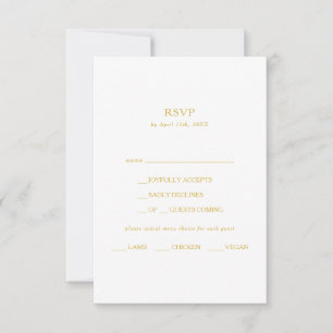 Classic Navy Blue Gold Menu Choice RSVP Card