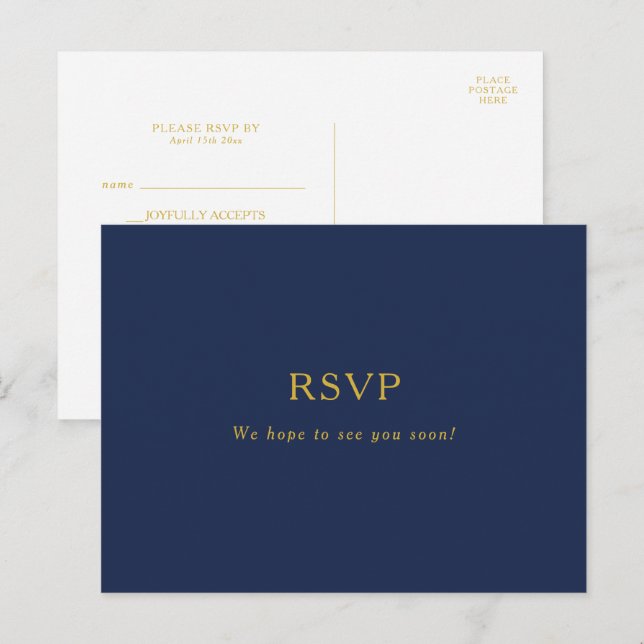 Classic Navy Blue | Gold Menu Choice UAWG Postcard Postkarte (Vorne/Hinten)