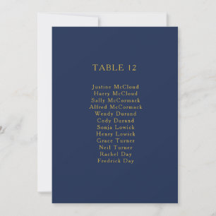 Classic Navy Blue Gold Tischnummer Seating Chart