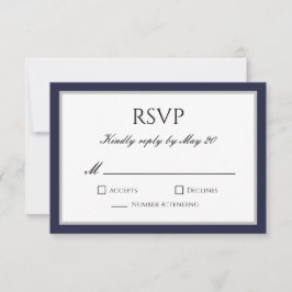 Classic Navy Blue Gray Border UAWG Response Card RSVP Karte