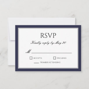 Classic Navy Blue Gray Border UAWG Response Card RSVP Karte