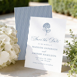 Classic Navy Blue Hydrangea Wedding Save The Date