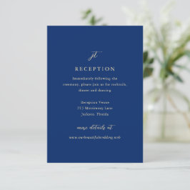 Classic Navy Blue Monogram Elegant Wedding Begleitkarte