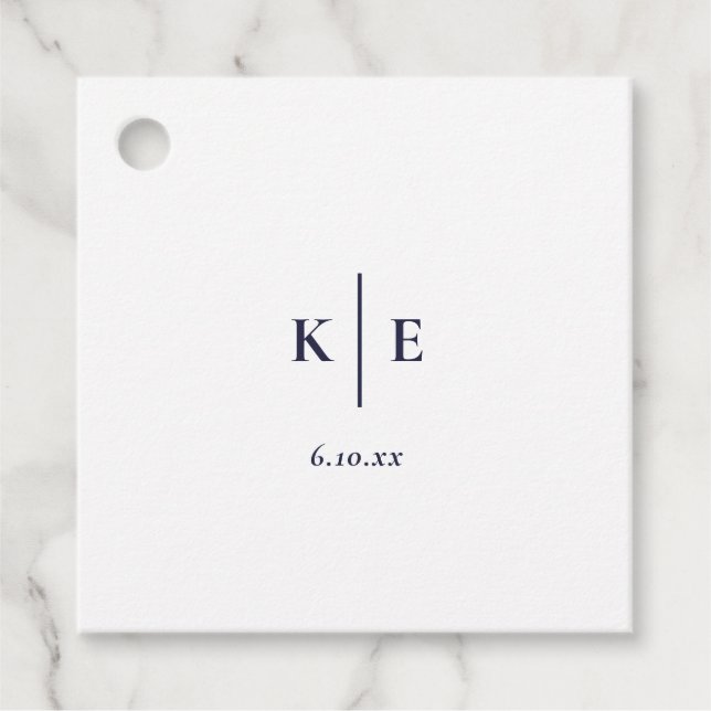 Classic Navy Blue Monogram Gastgeschenk Hochzeit G Geschenkanhänger (Vorderseite)