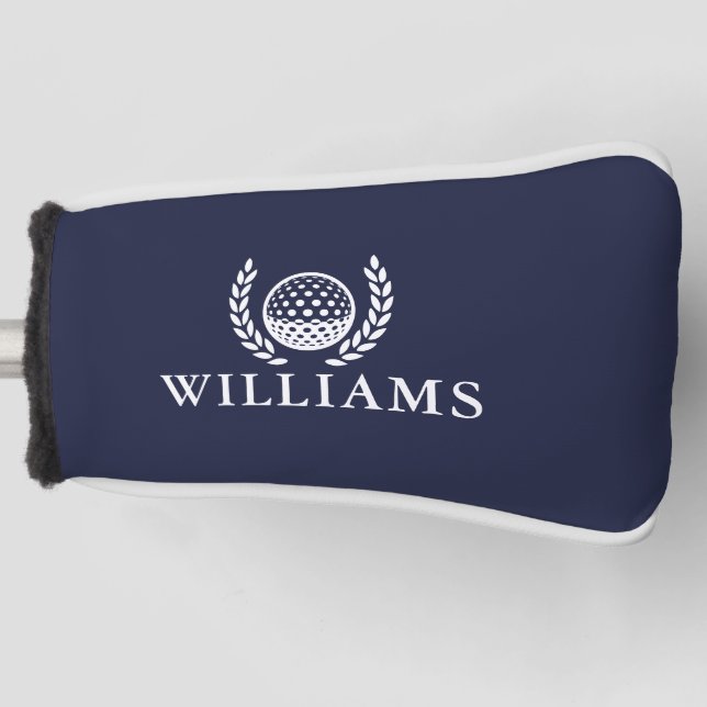 Classic Navy Blue Personalized Name Monogram Golf Headcover (Vorderseite)
