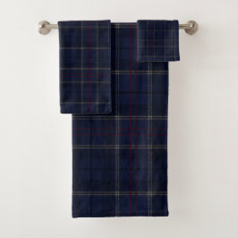Classic Navy Blue Plaid Christmas Badhandtuch Set