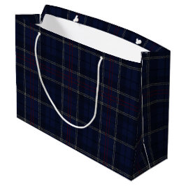 Classic Navy Blue Plaid Christmas Große Geschenktüte