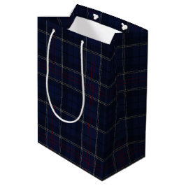Classic Navy Blue Plaid Christmas Mittlere Geschenktüte