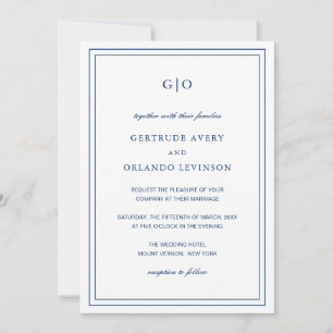 Classic Navy Blue QR Code Elegante Hochzeit Einladung