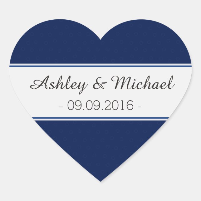 Classic Navy Blue Save the Date Herz-Aufkleber (Vorderseite)