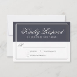 Classic Navy Blue Simple Elegante Wedding UAWG RSVP Karte
