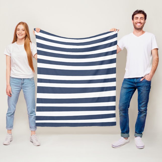 Classic Navy Blue Stripes | Timeless Nautical  Fleecedecke (Beispiel)