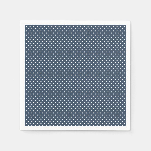 Classic Navy Blue und White Polka Dot Napkins Serviette (Vorderseite)
