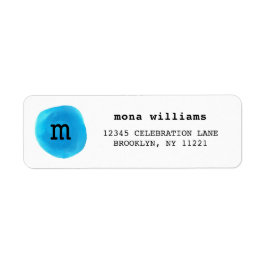 Classic Navy Blue Watercolor Circle Black Monogram