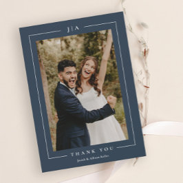 Classic Navy Blue Wedding Foto Dankeskarte