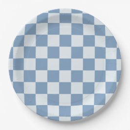 Classic Navy Blue & White Gingham Picnic Pappteller