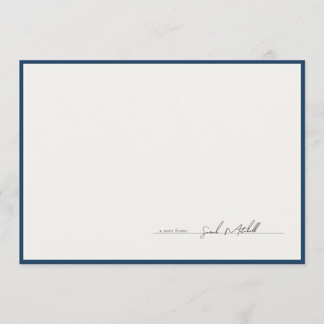 Classic Navy Border Personalized Script Mitteilungskarte (Vorderseite)