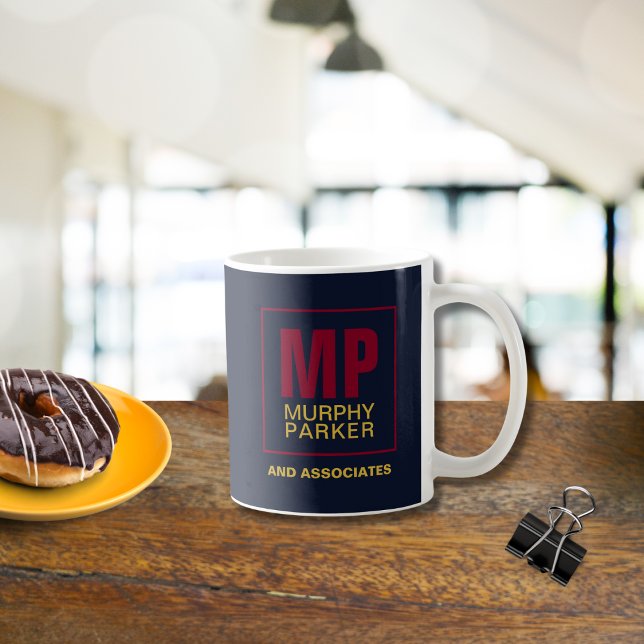 Classic Navy Burgundy Gold Business Monogram Logo Kaffeetasse (Von Creator hochgeladen)