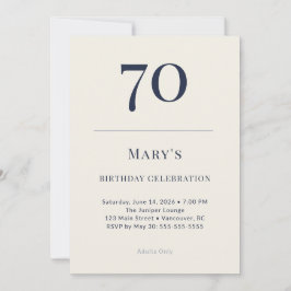 Classic Navy & Cream 70th Birthday Celebration Einladung