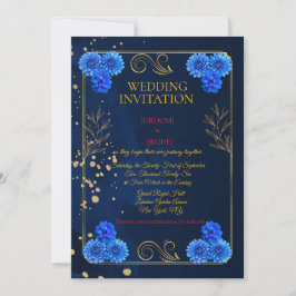 Classic Navy Floral Wedding Invite Template Einladung