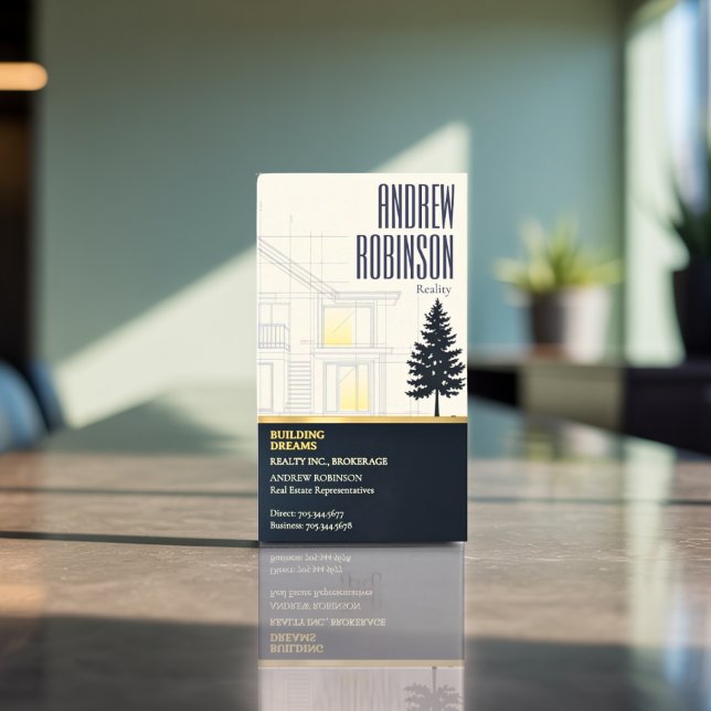 Classic Navy Open House Floor Plan Elegant Detail  Magnetische Visitenkarte (Von Creator hochgeladen)